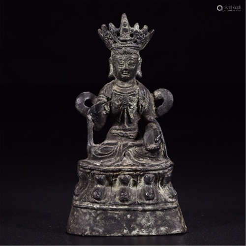 CHINESE BRONZE SEATED GUANYIN