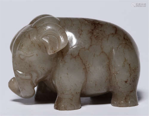 CHINESE GREY JADE ELEPHANT TABLE ITEM