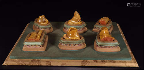 SIX CHINESE SOAPSTONE TIANHUANG SCHOLAR'S SEALS