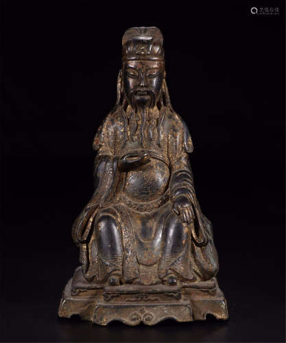 CHINESE GILT BRONZE SEATED OFFICIAL