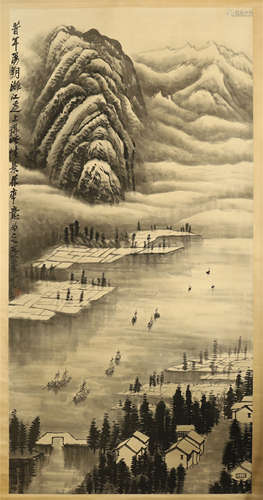 CHINESE SCROLL PAINTING OF MOUNTAIN VIEWS