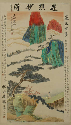 CHINESE SCROLL PAINTING OF MOUNTAIN VIEWS