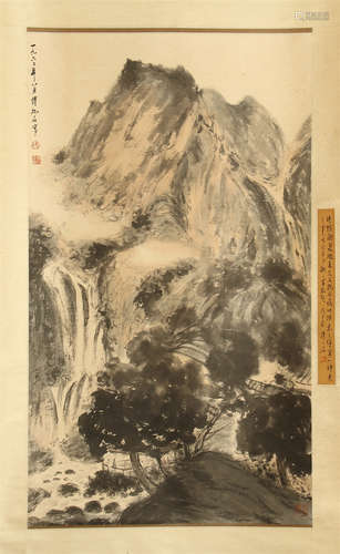 CHINESE SCROLL PAINTING OF MOUNTAIN VIEWS