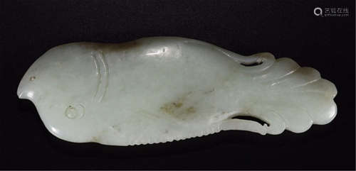 CHINESE WHITE JADE FISH PLAQUE