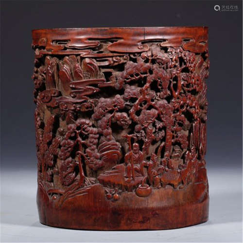 CHINESE BAMBOO EIGHT IMMORTAL BRUSH POT