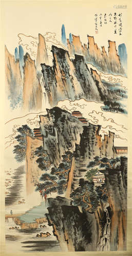 CHINESE SCROLL PAINTING OF MOUNTAIN VIEWS