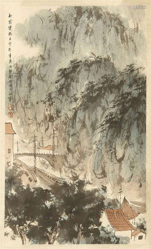 CHINESE SCROLL PAINTING OF MOUNTAIN VIEWS