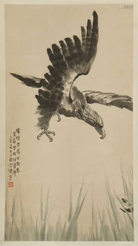 CHINESE SCROLL PAINTING OF FLYING EAGLE