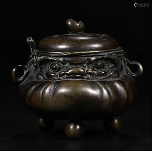 CHINESE BRONZE LIDDED WATER POT