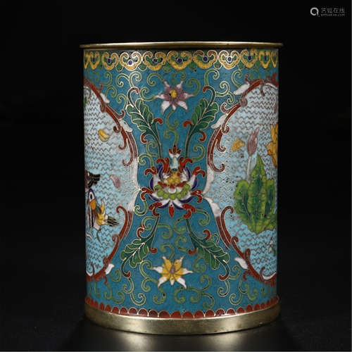 CHINESE CLOISONNE FLOWER BRUSH POT