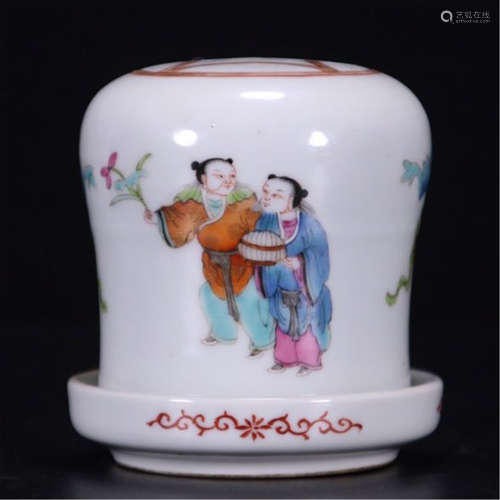 CHINESE PORCELAIN FAMILLE ROSE BOY PLAYING WATER POT