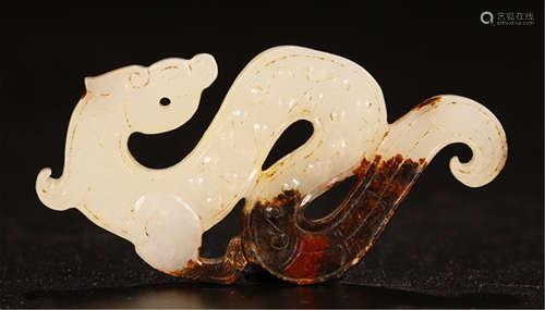 CHINESE WHITE JADE DRAGON PLAQUE