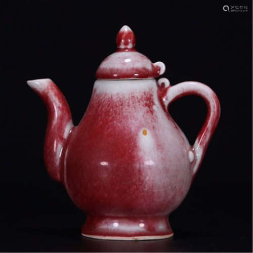 CHINESE PORCELAIN RED GLAZE TEA POT