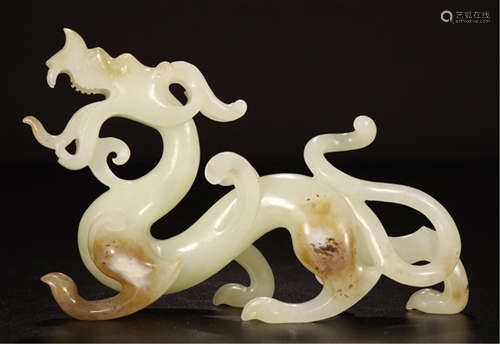 CHINESE WHITE JADE DRAGON TABLE ITEM