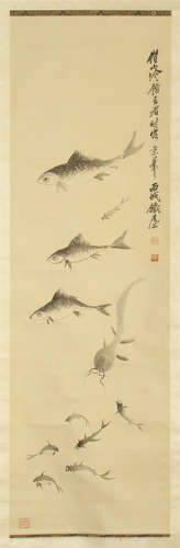 CHINESE SCROLL PAINTING OF FISH