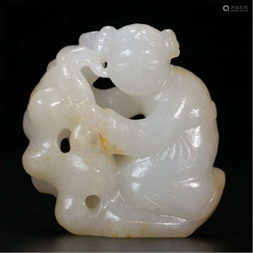 CHINSE WHITE JADE BOY TABLE ITEM