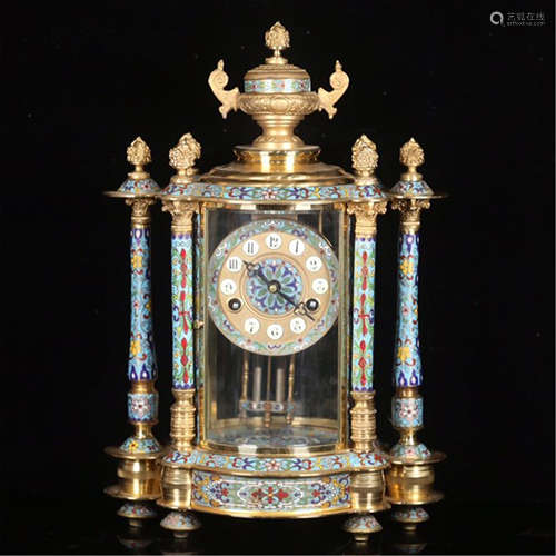 EUROPEAN CLOISONNE TABLE CLOCK