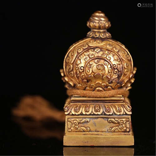 TIBETAN GILT BRONZE OFFICIAL SEAL