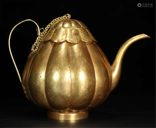 CHINESE PURE GOLD MELON TEA POT