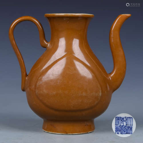 A Chinese Brown Glazed Porcelain Wine Pot
