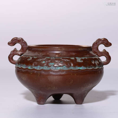 A Chinese Brown Glazed Porcelain Incense Burner