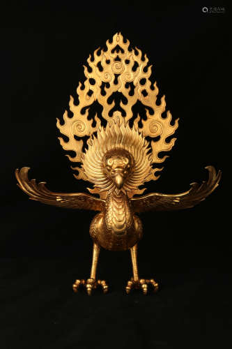 A Chinese Gilt Bronze Bird-Shape Decoration