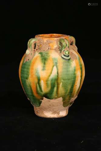 A Chinese San-Cai Glazed Porcelain Vase