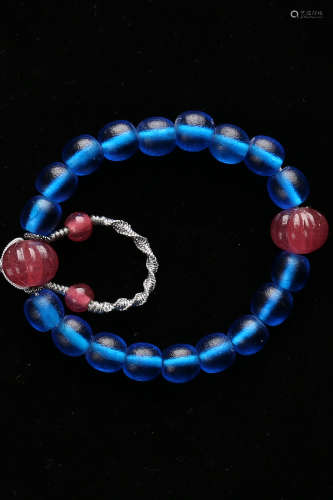 A Chinese Blue Peking Glass Bracelet