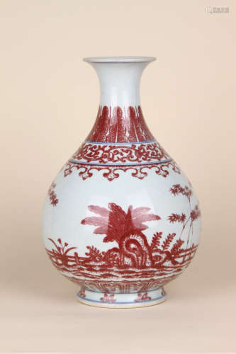 A Chinese Iron-Red Glazed Porcelain Vase