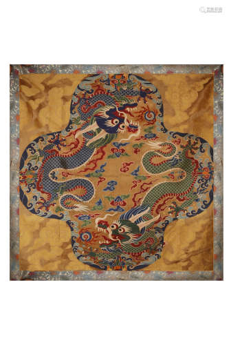 A Chinese Yellow Ground Embroidery
