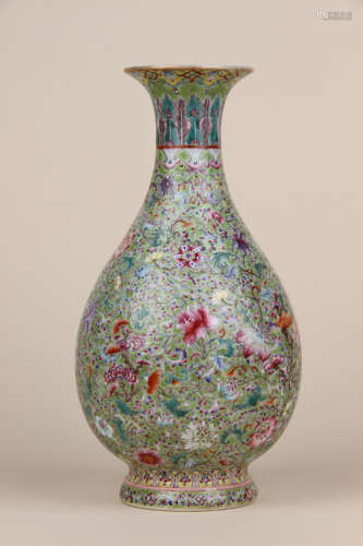 A Chinese Turquoise-Green Ground Porcelain Vase