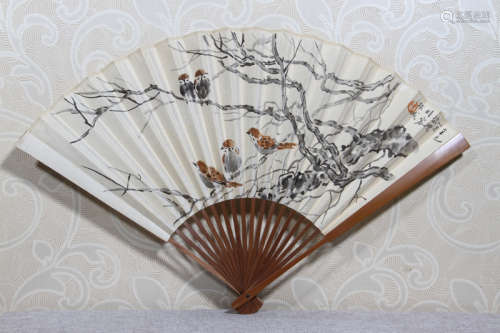 A Chinese Painting on Fan, Xu Beihong Mark
