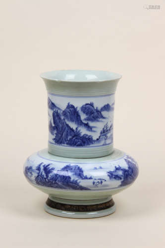 A Chinese Celadon Glazed Blue and White Porcelain Vase