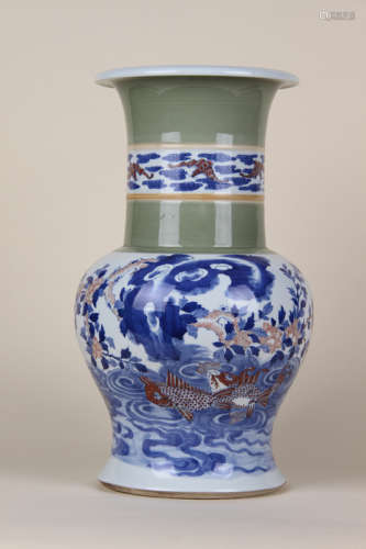 A Chinese Celadon Glazed Blue and White Porcelain Vase