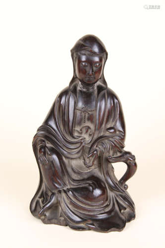A Chinese Carved Zitan Figure of Buddha