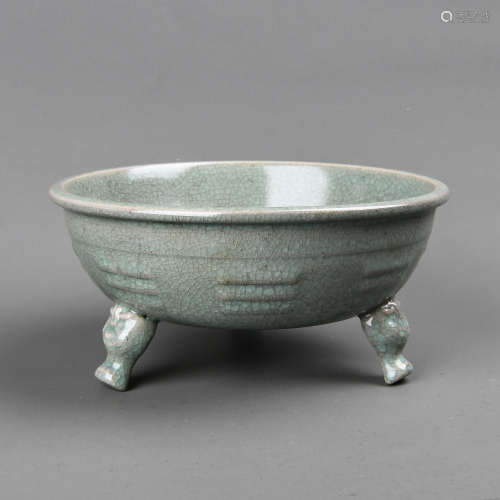 A Chinese Ru-Type Celadon Glazed Porcelain Incense Burner