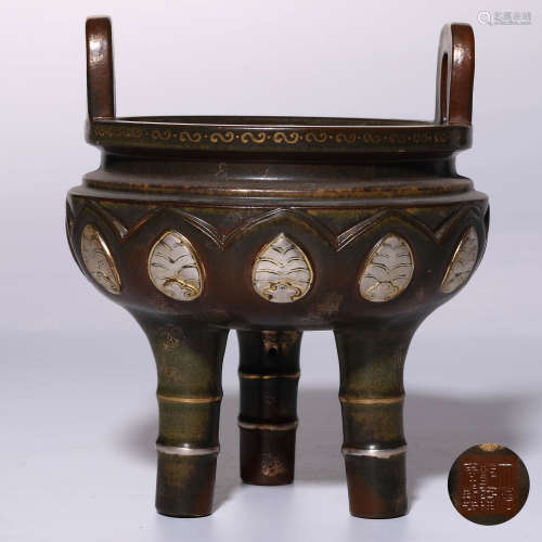 A Chinese Bronze-Brown Glazed Porcelain Incense Burner