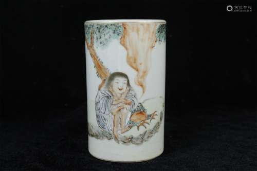 A Chinese Famille-Rose Porcelain Brush Pot