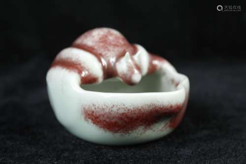 A Chinese Flambe Glazed Porcelain Brush Washer