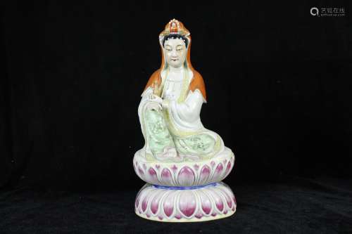 A Chinese Famille-Rose Porcelain Figure of Buddha