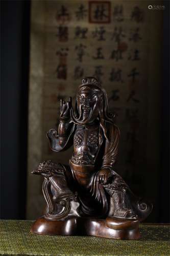 A Chinese Carved Agar-Wood Figure of Guangong