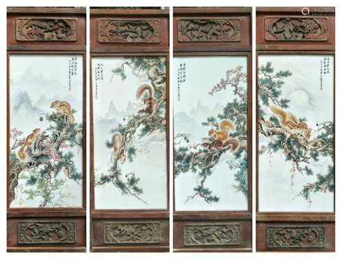 A Set of Four Chinese Famille-Rose Porcelain Plaques