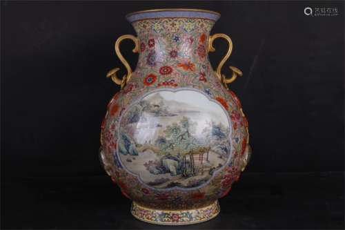 A Chinese Famille-Rose Porcelain Vase