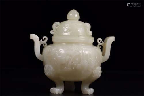 A Chinese Carved Jade Incense Burner