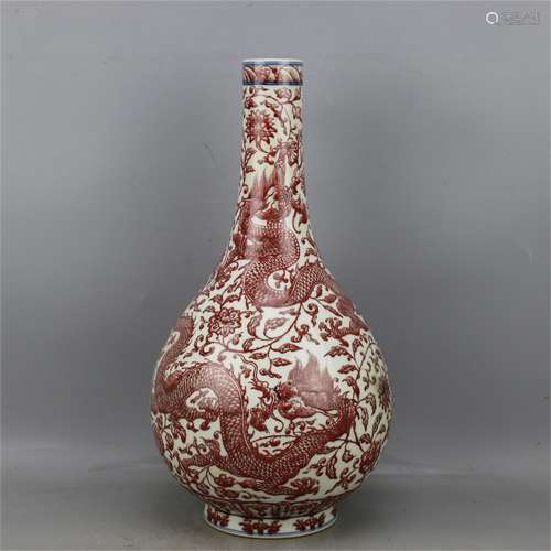 A Chinese Iron-Red Glazed Porcelain Vase