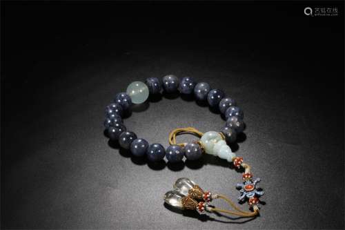 A Chinese Carved Sapphire Prayers Beads
