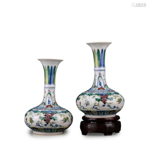 A Pair of Chinese Dou-Cai Glazed Porcelain Vases