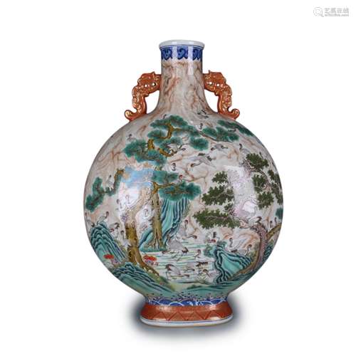 A Chinese Famille-Rose Porcelain Moon Flask