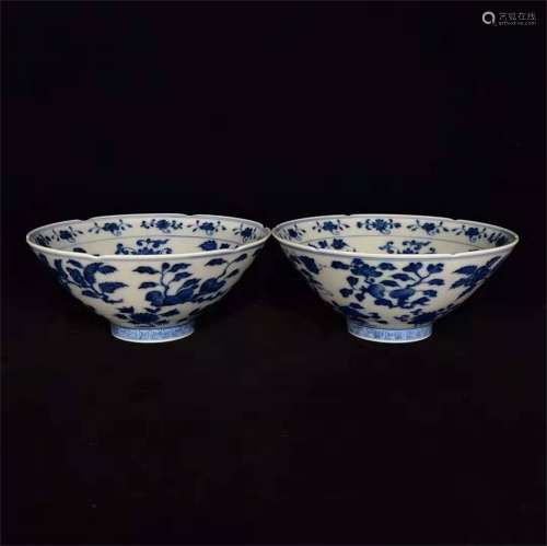 A Pair of Chinese Blue and White Porcelain Bowls