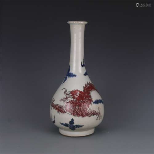 A Chinese Iron-Red Glazed Blue and White Porcelain Vase